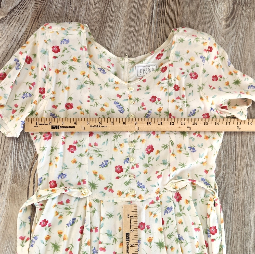 Floral Cream Maxi Dress with Side Ties - Picture 12 of 14